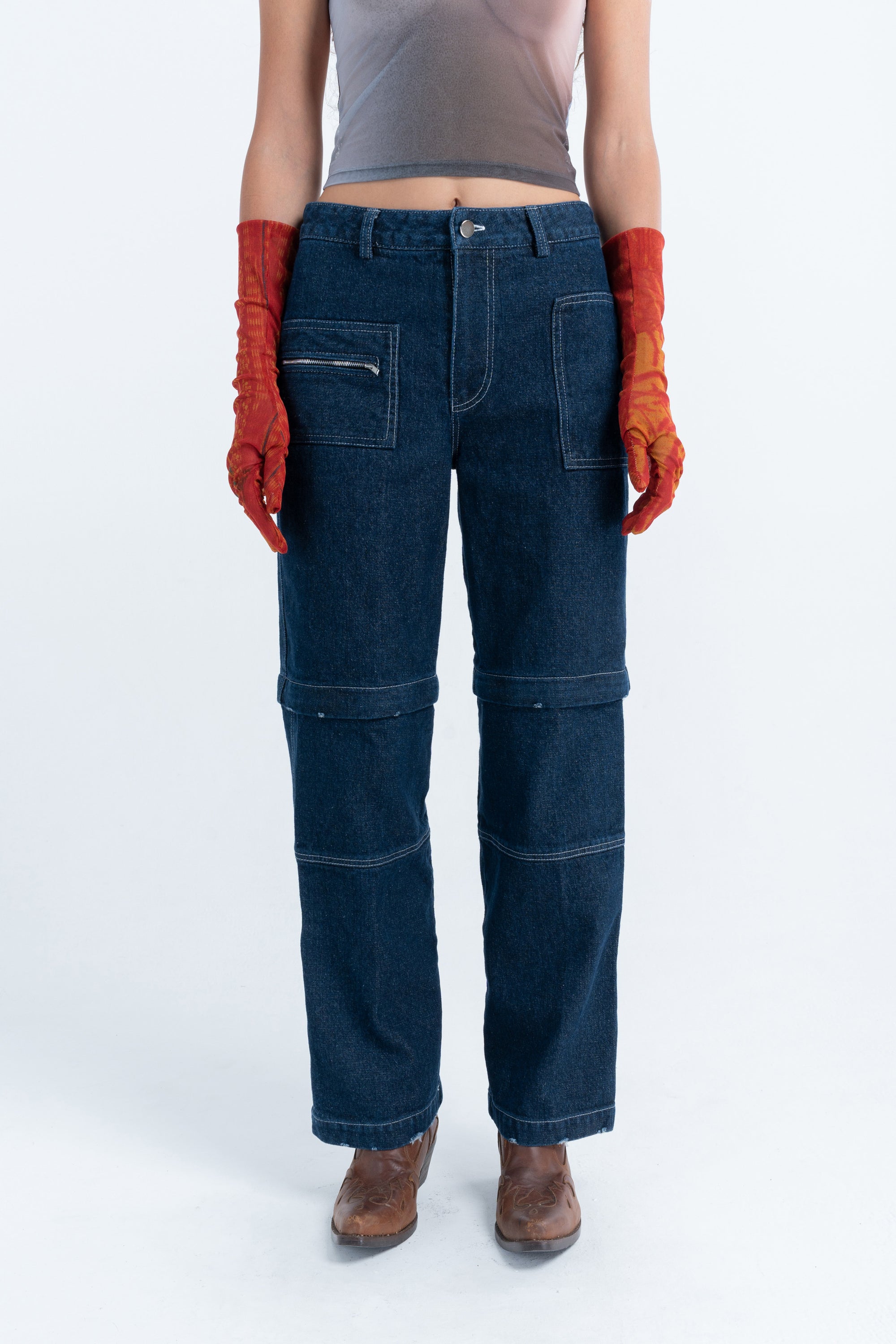 Arthur Apparel Mid-Rise Detachable Denim Pant