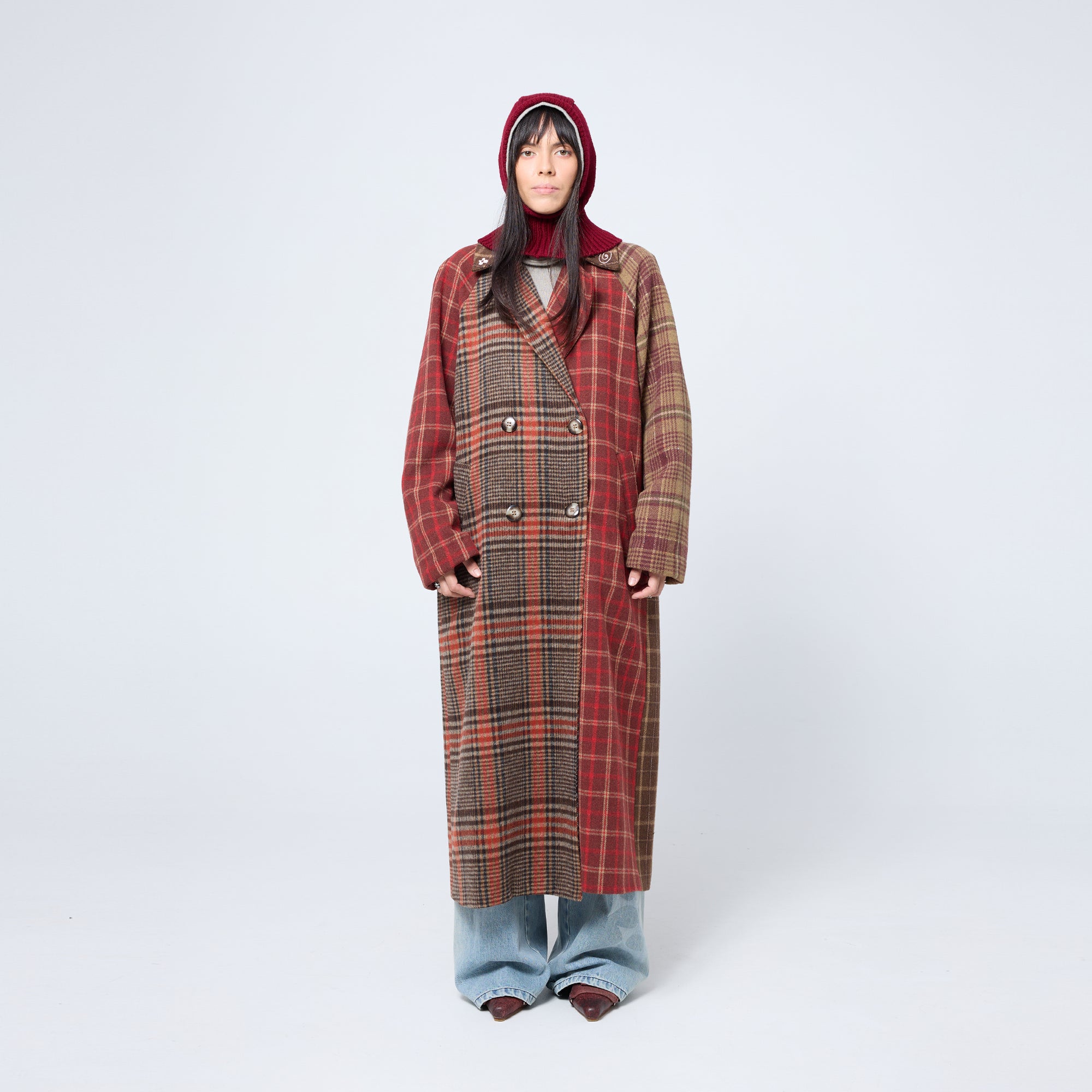 Arthur Apparel chunky wool blend knitted hood in rich maroon