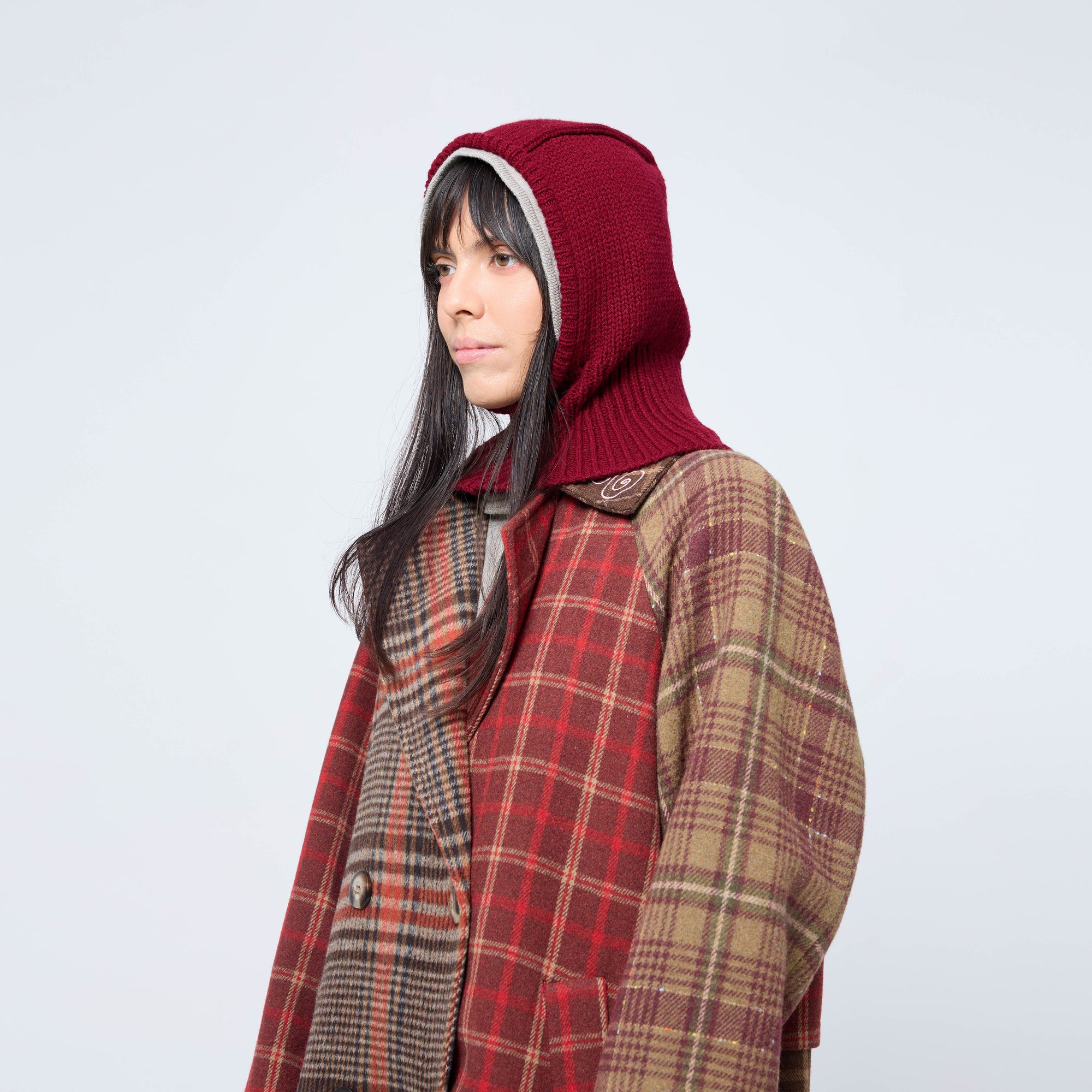 Arthur Apparel chunky wool blend knitted hood in rich maroon