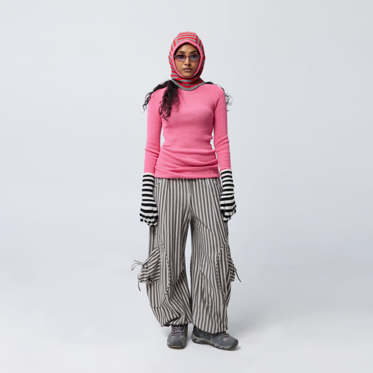 Mini Stripe Balaclava in Calibrate/Red