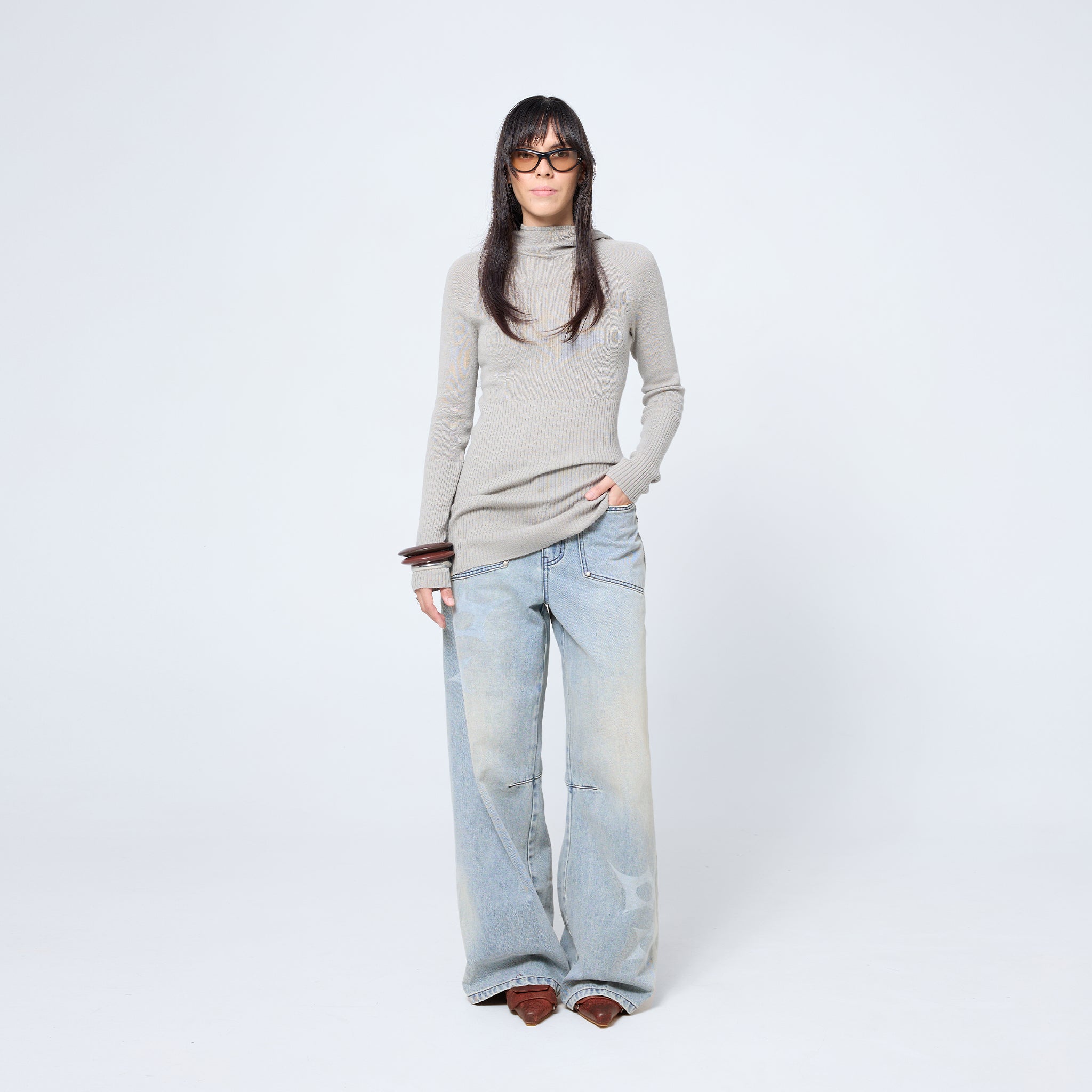 Slouchy Spike Jeans in Worn Blue