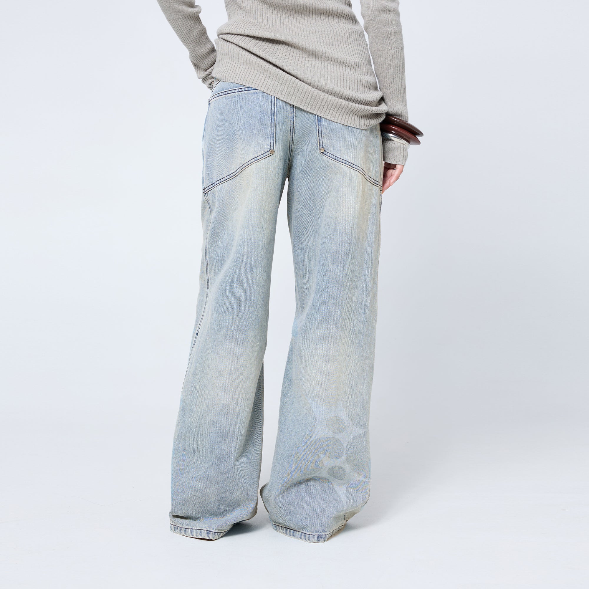 Slouchy Spike Jeans in Worn Blue