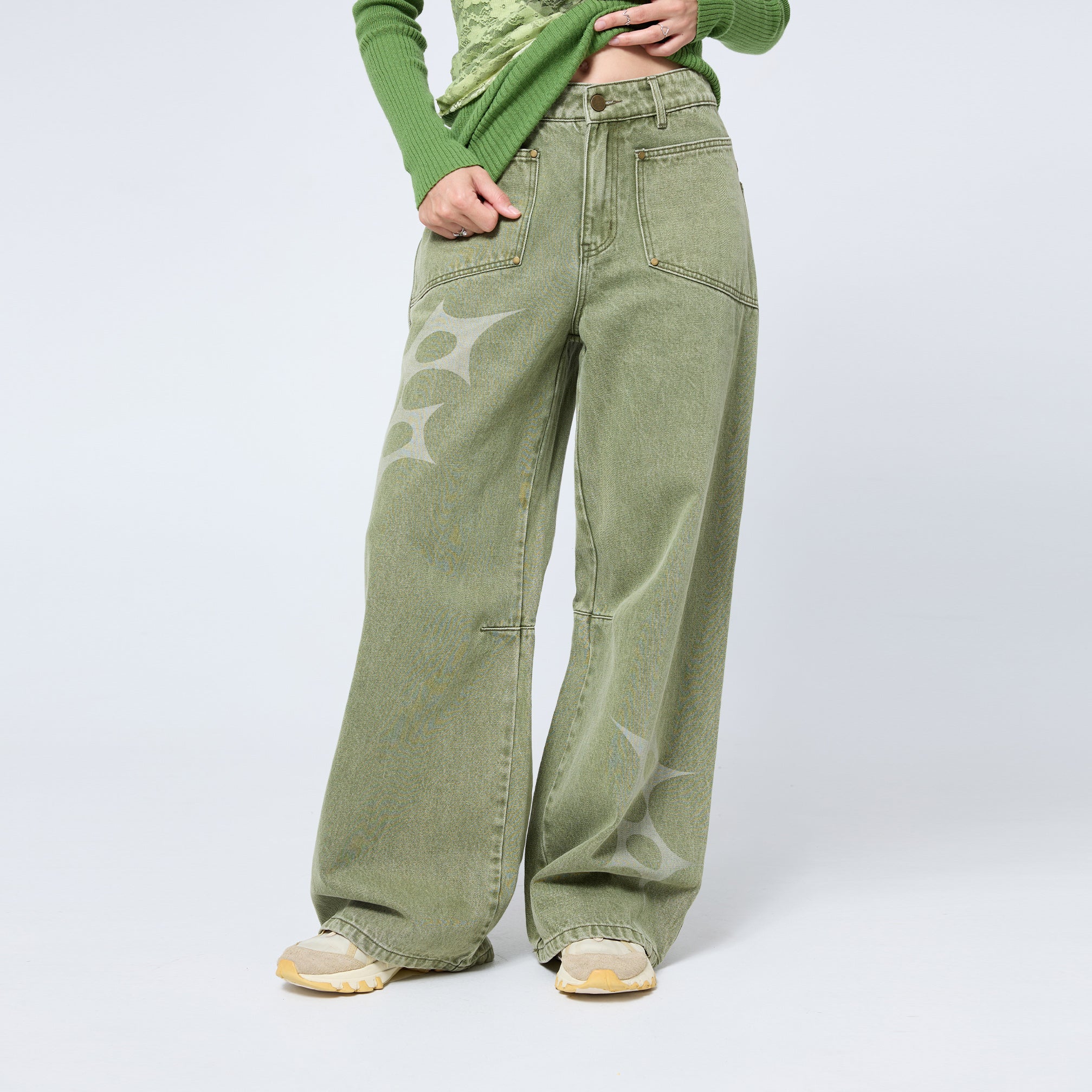 Slouchy Spike Jeans in Worn Swamp