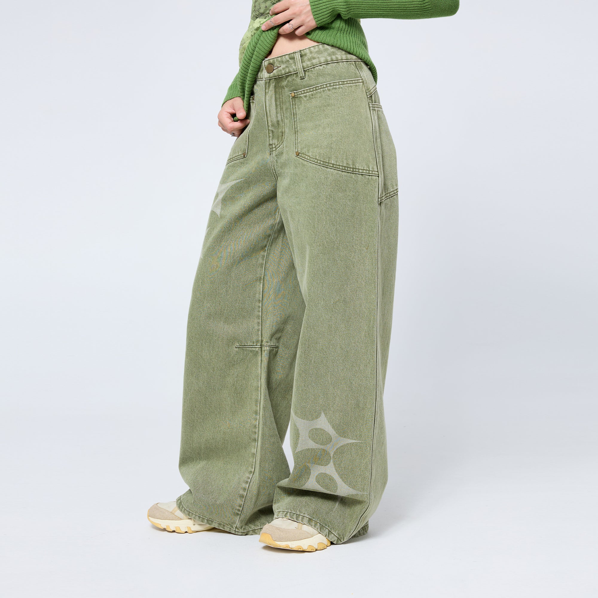 Slouchy Spike Jeans in Worn Swamp
