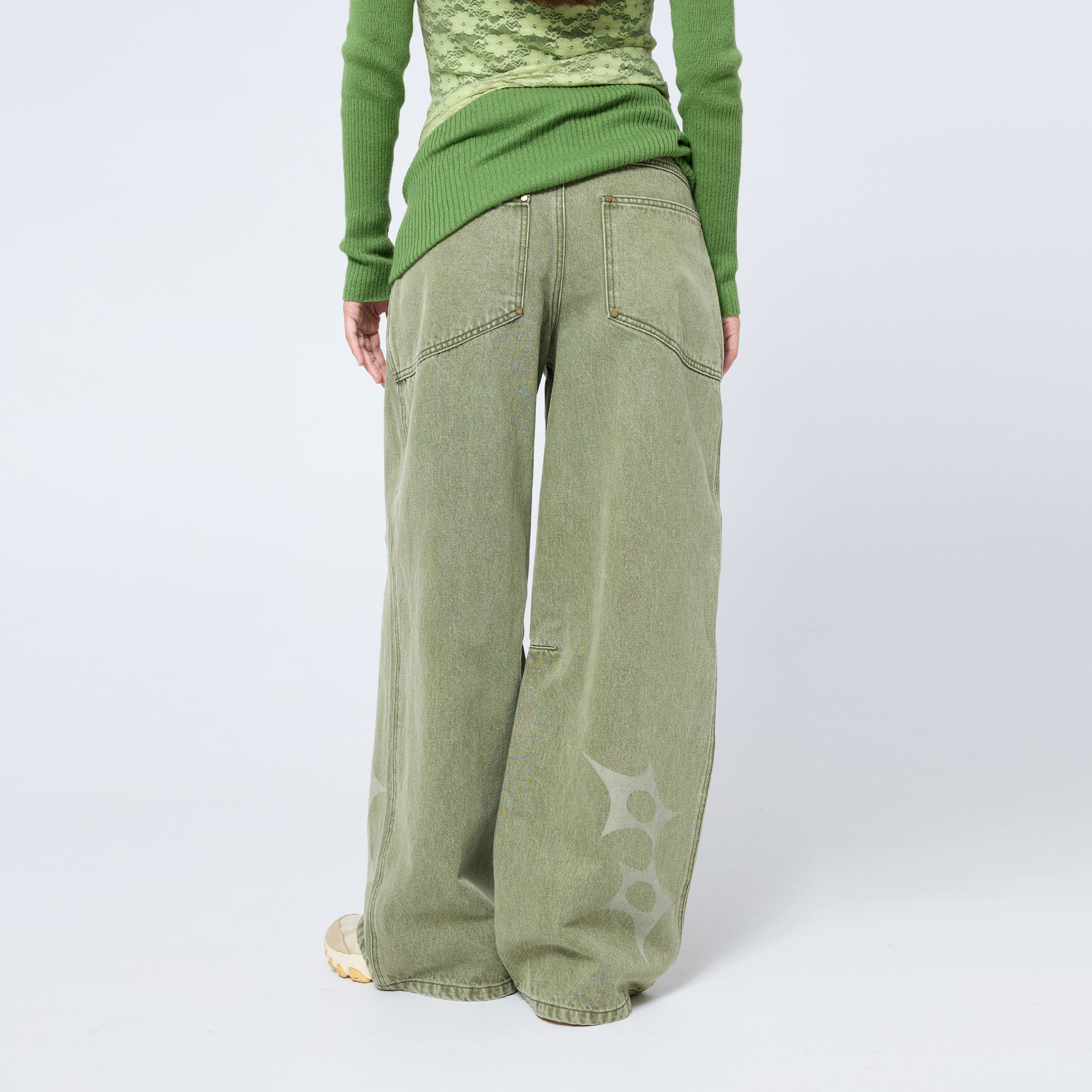 Slouchy Spike Jeans in Worn Swamp