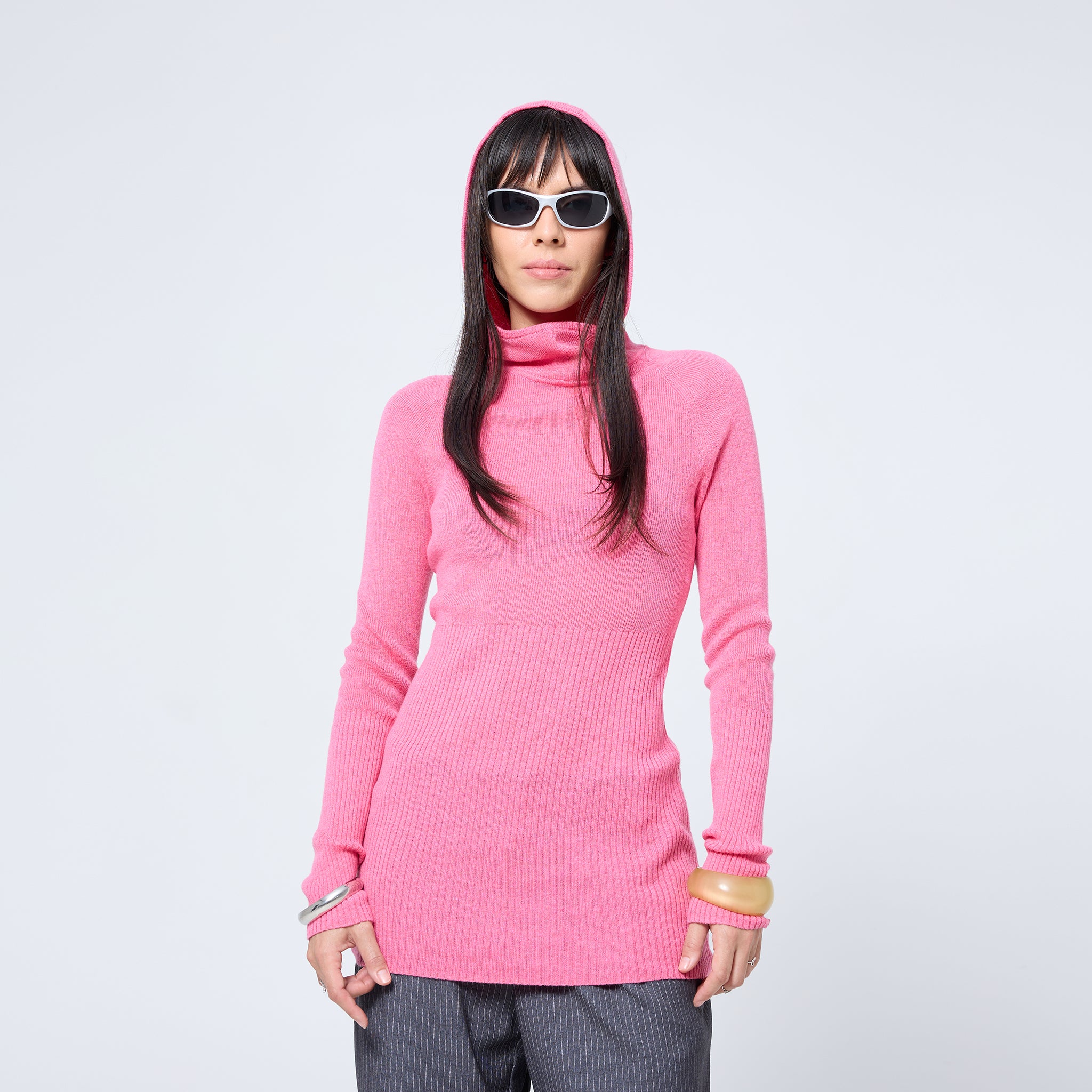 Hooded Skivvy in Pigment Pink
