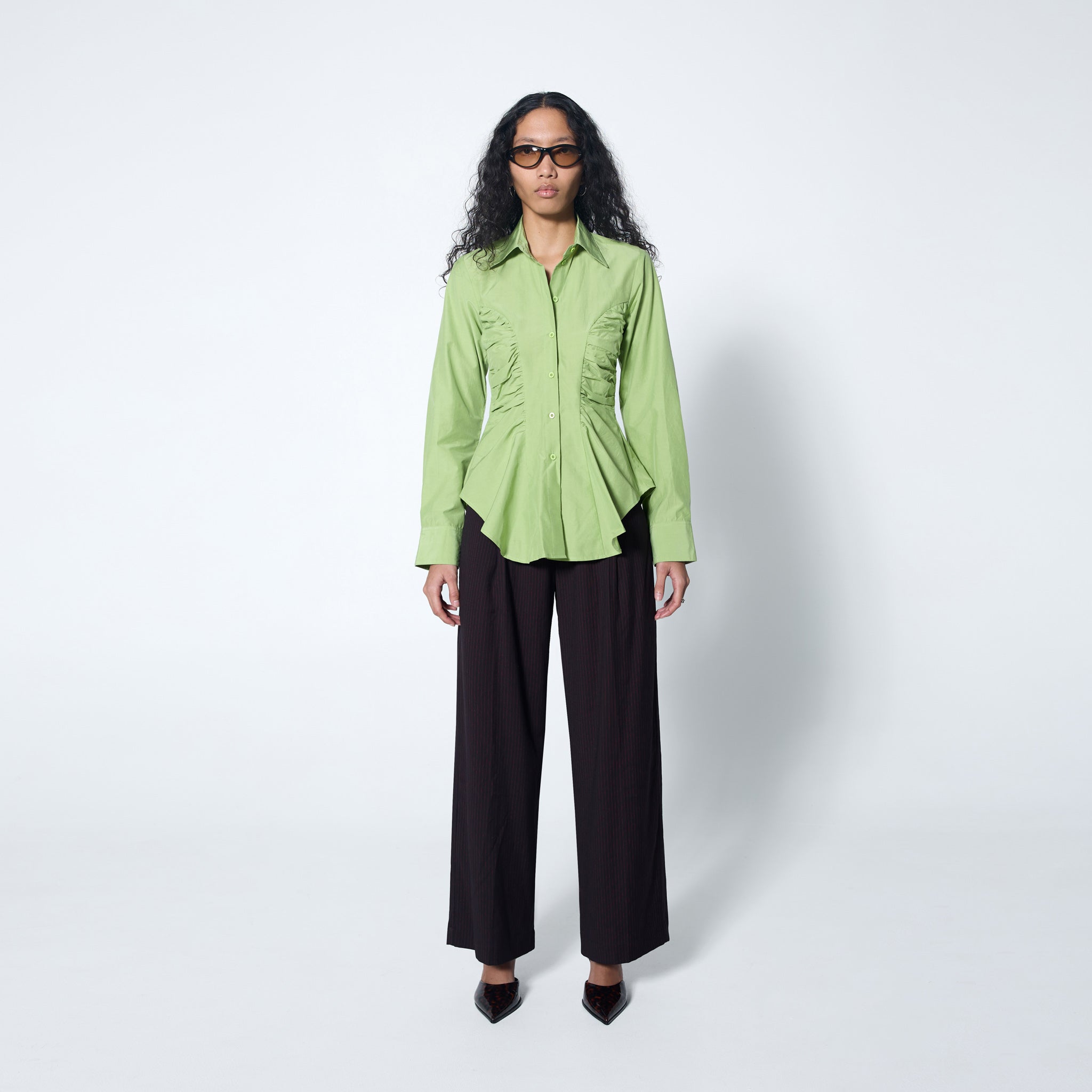 Arthur Apparel oversized tailored suit pant in black and red pinstripe