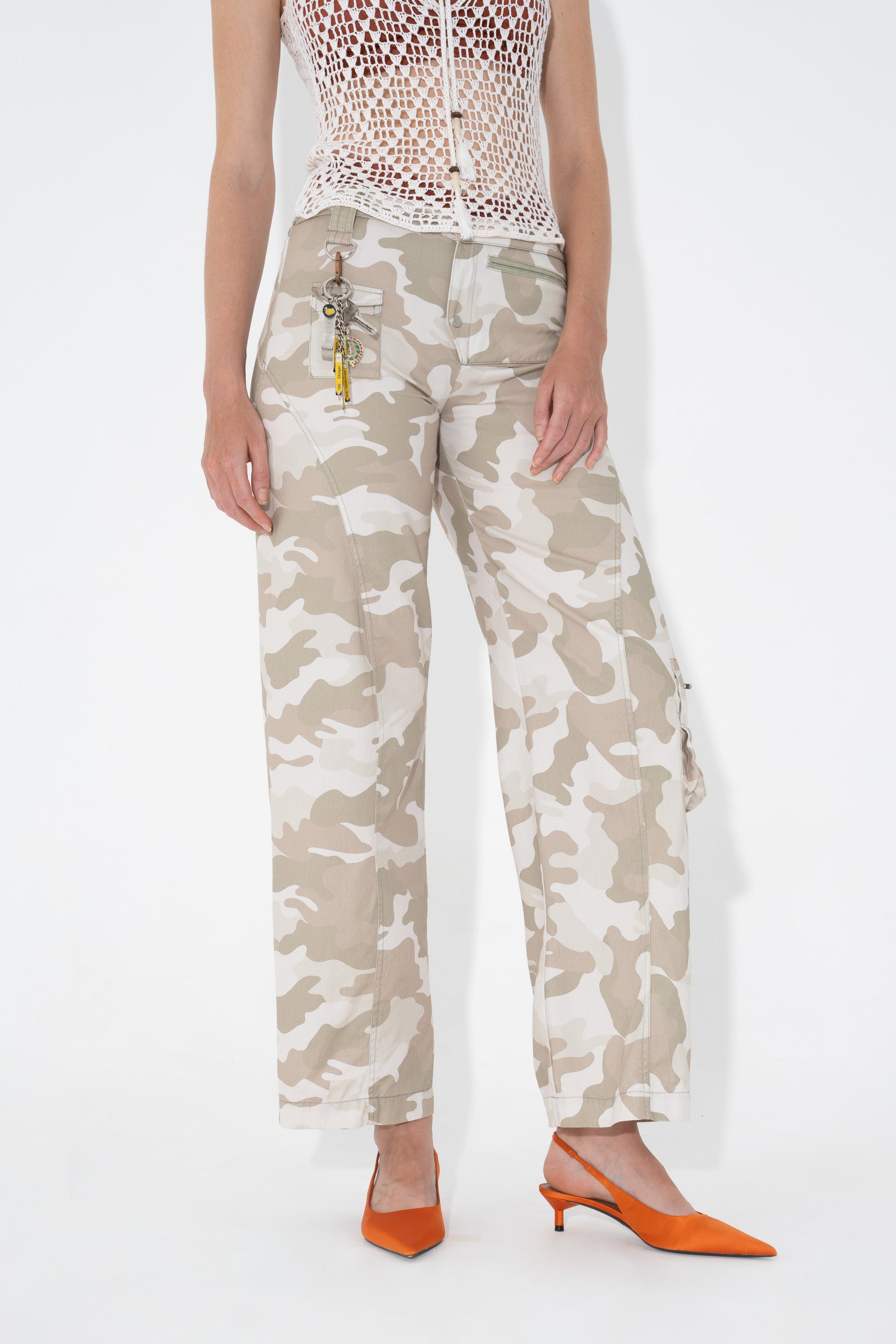 Arthur Apparel Low Rise Camo Utility Trousers in cotton twill