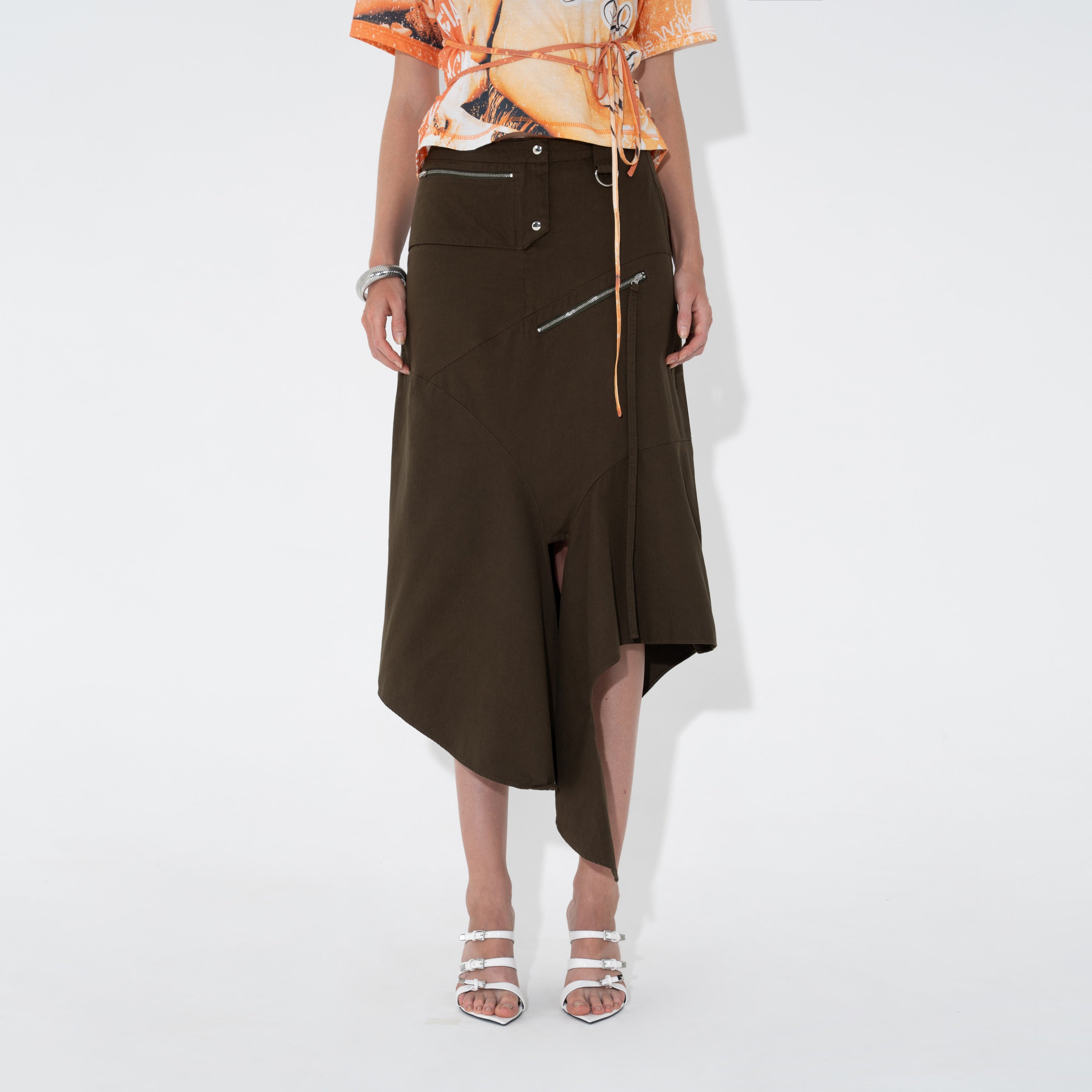 Utility Drape Skirt in Olive