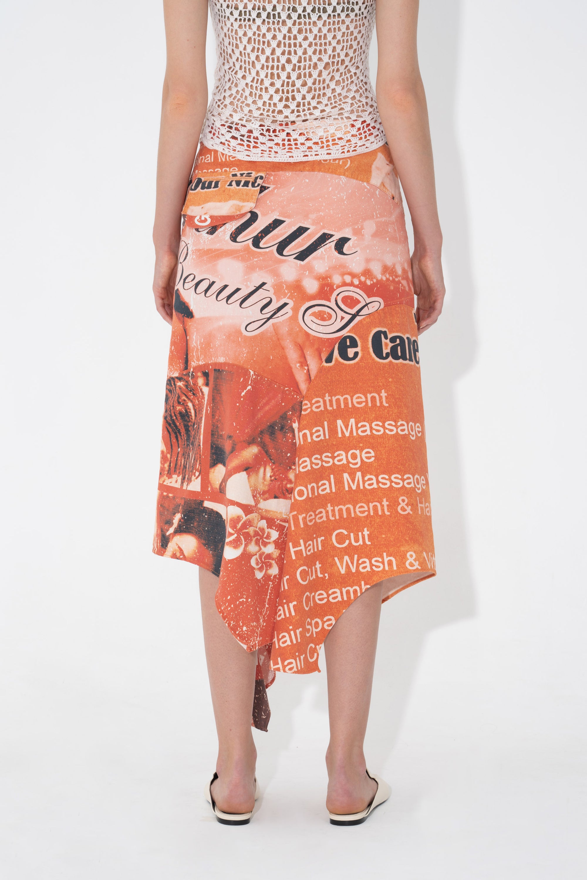 Arthur Apparel Graphic Print Drape Midi Skirt in cotton twill