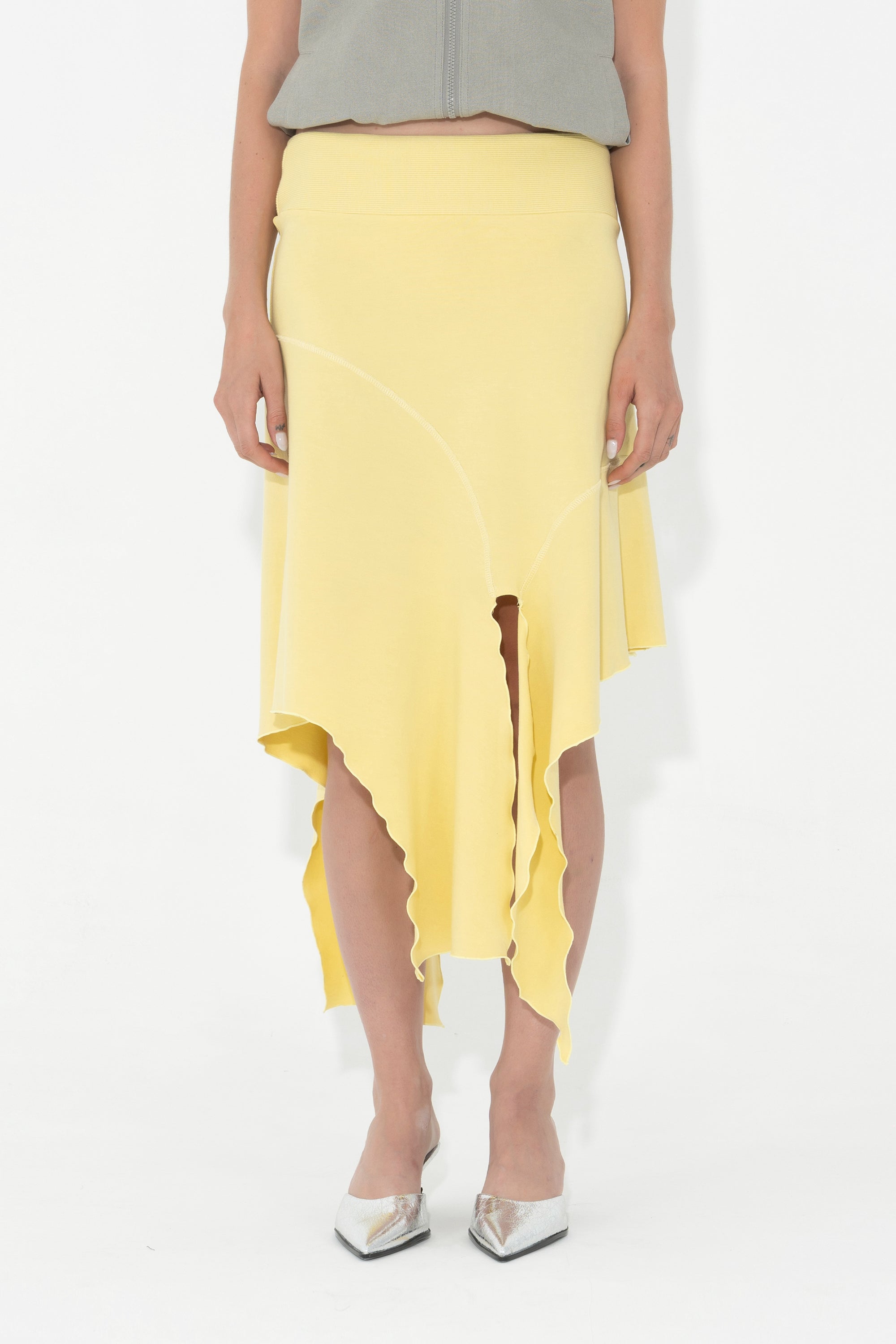 Arthur Apparel Asymmetric Draped Midi Skirt