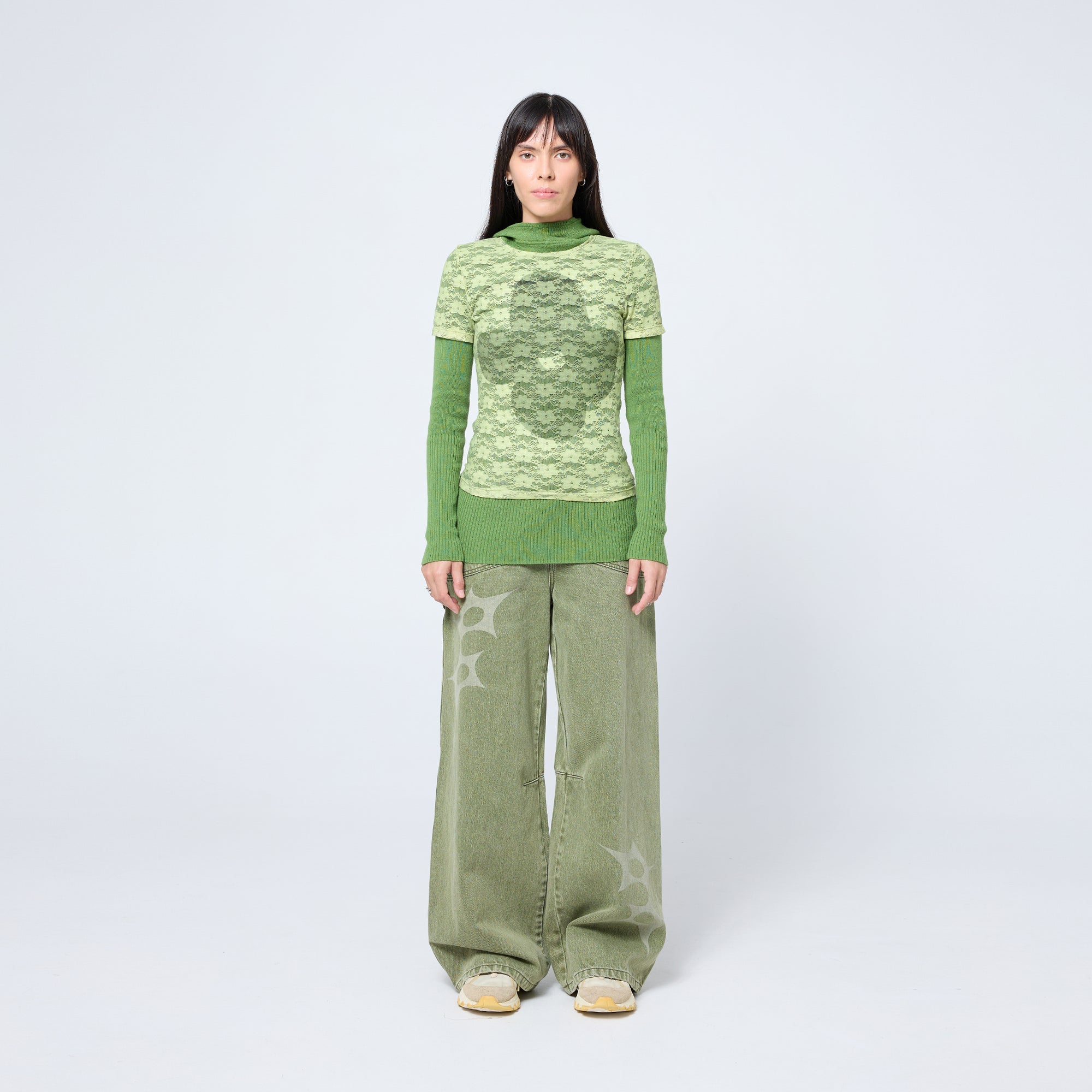 Lace Tee in Moss