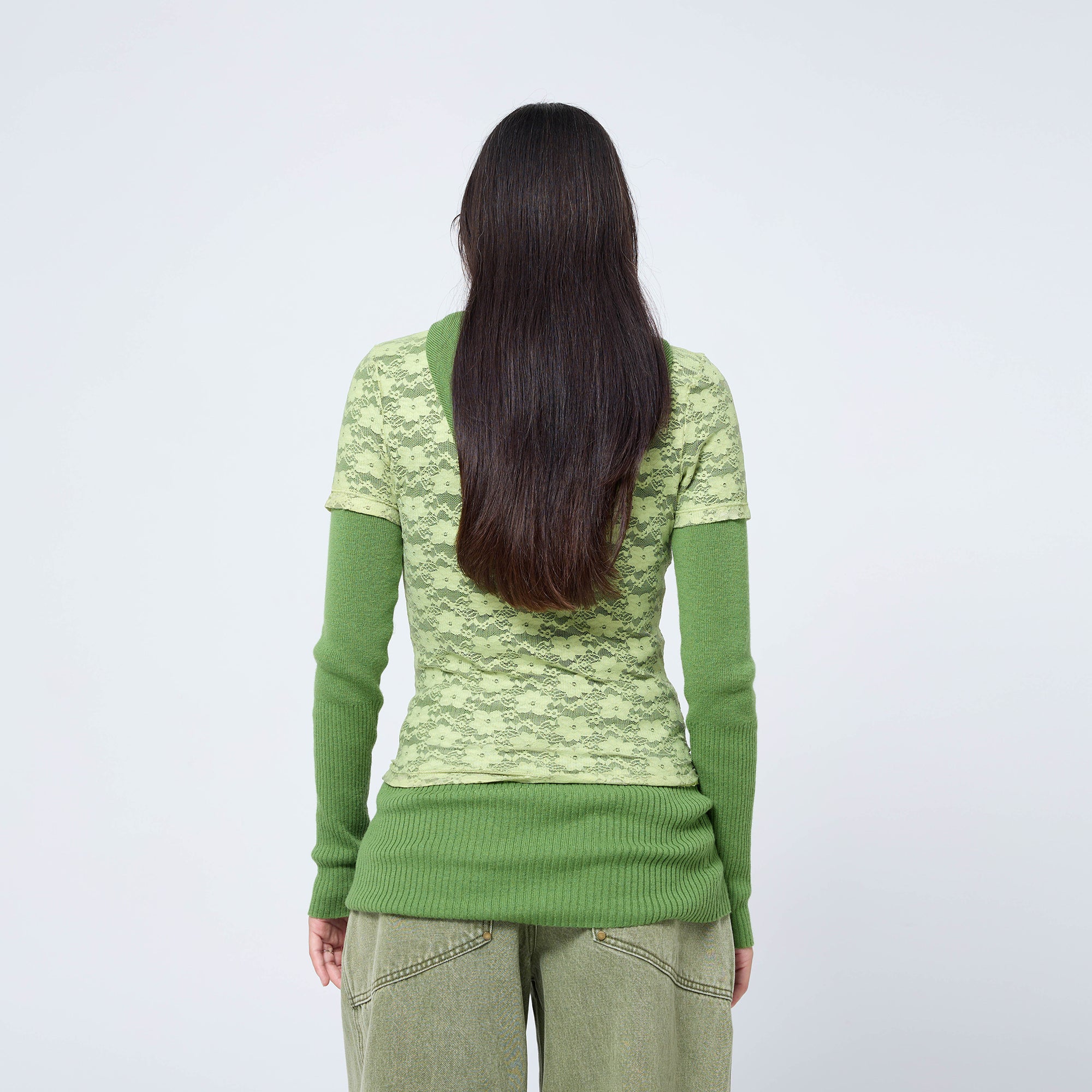 Lace Tee in Moss