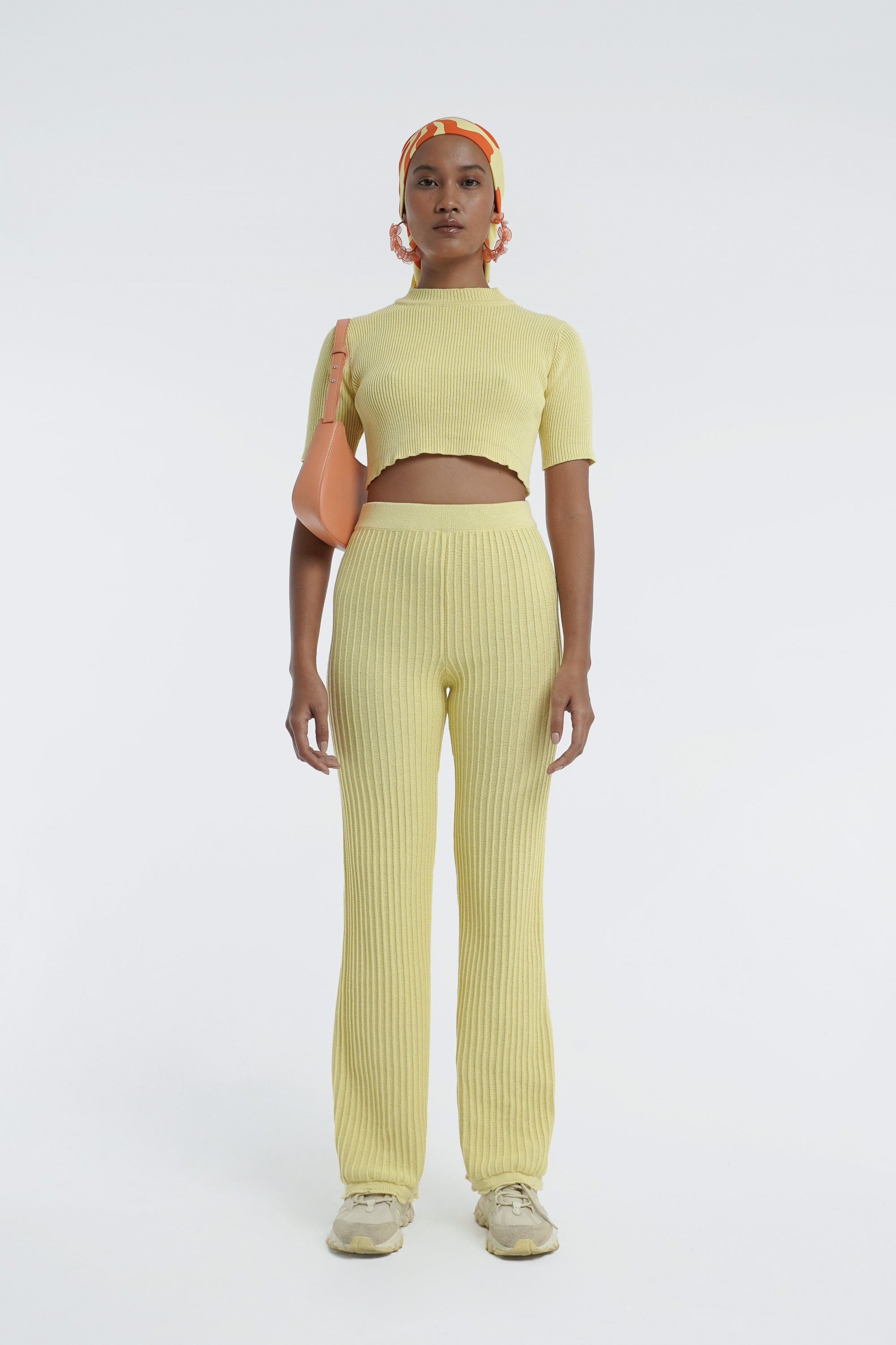 Pinstripe Knit Pant in Limoncello