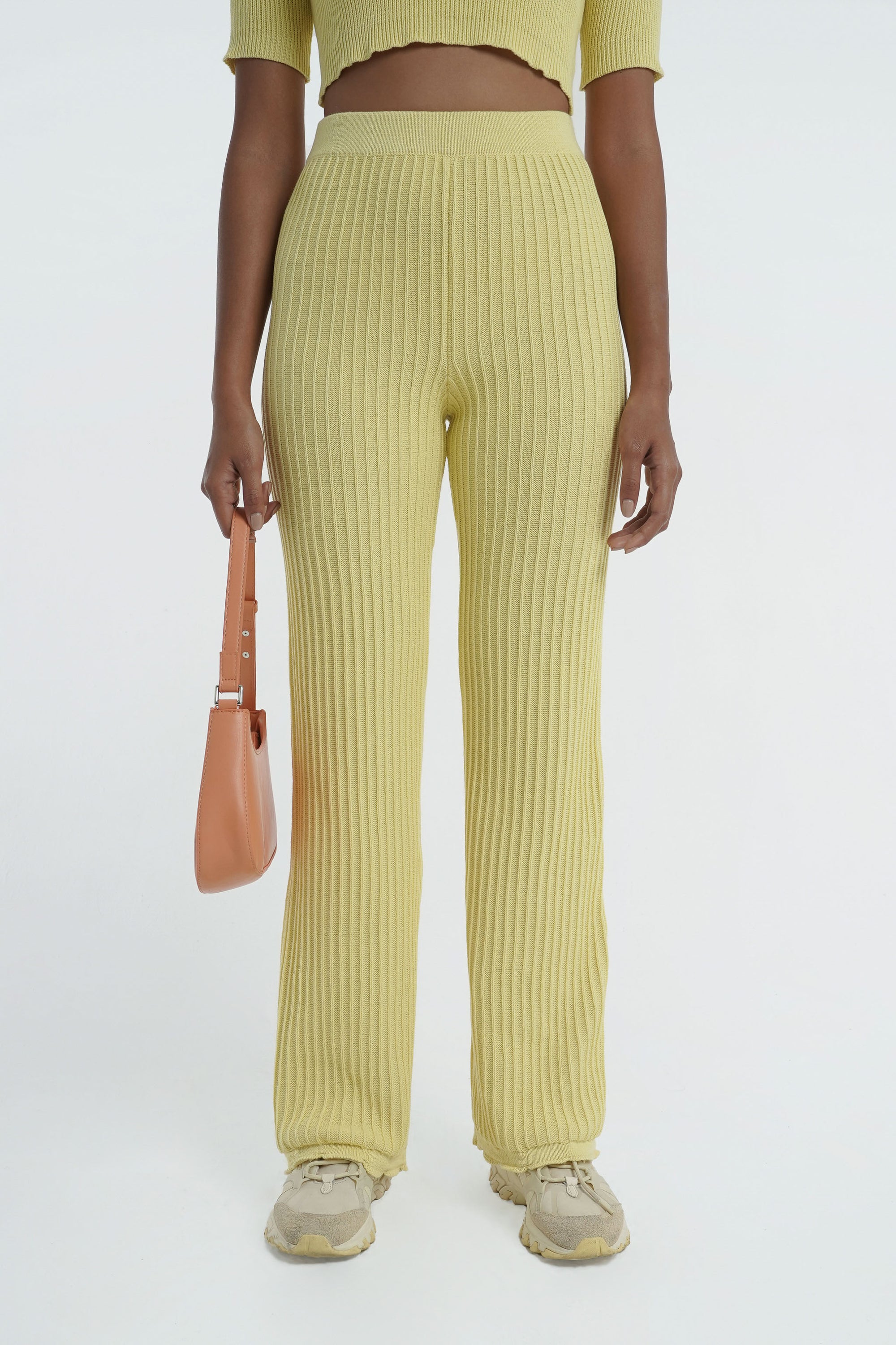 Pinstripe Knit Pant in Limoncello