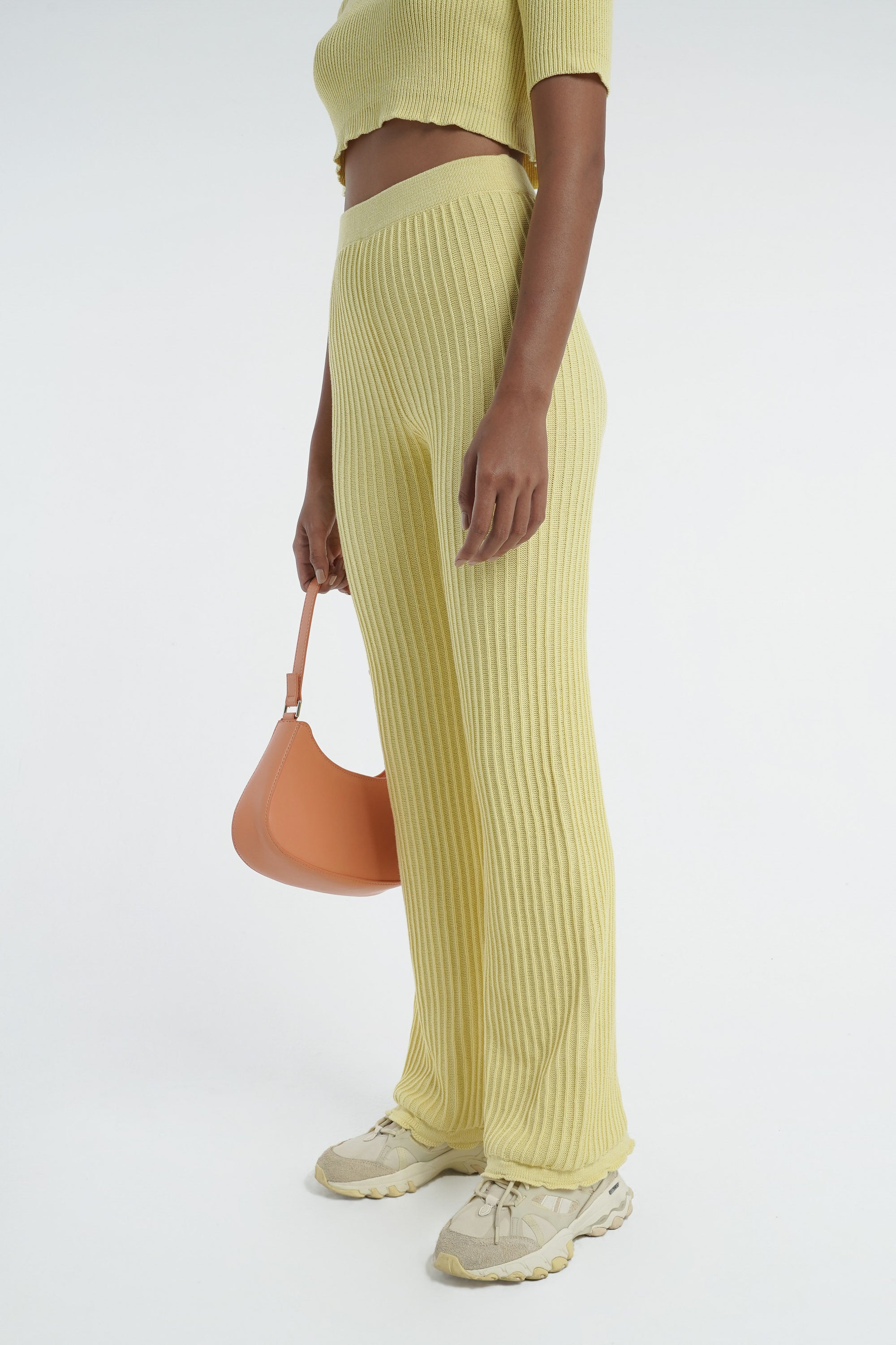 Pinstripe Knit Pant in Limoncello